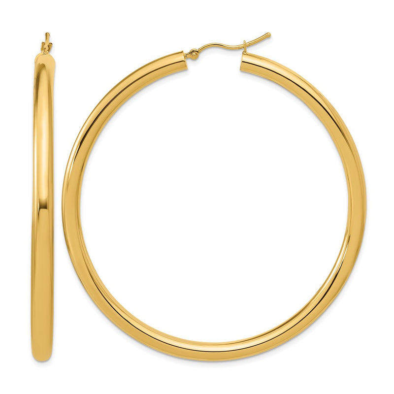 14K Yellow Gold Polished 4mm Hoop Earrings