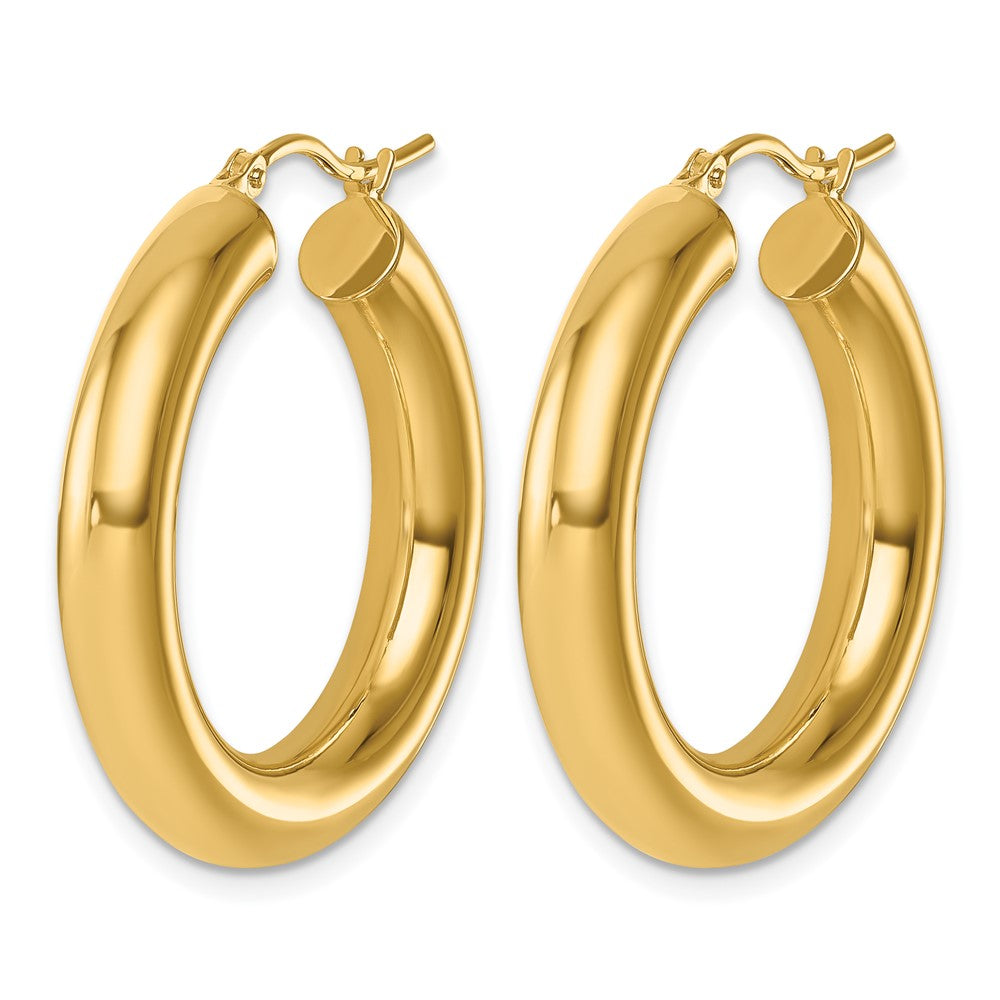 14K Yellow Gold Polished 5mm Hoop Earrings