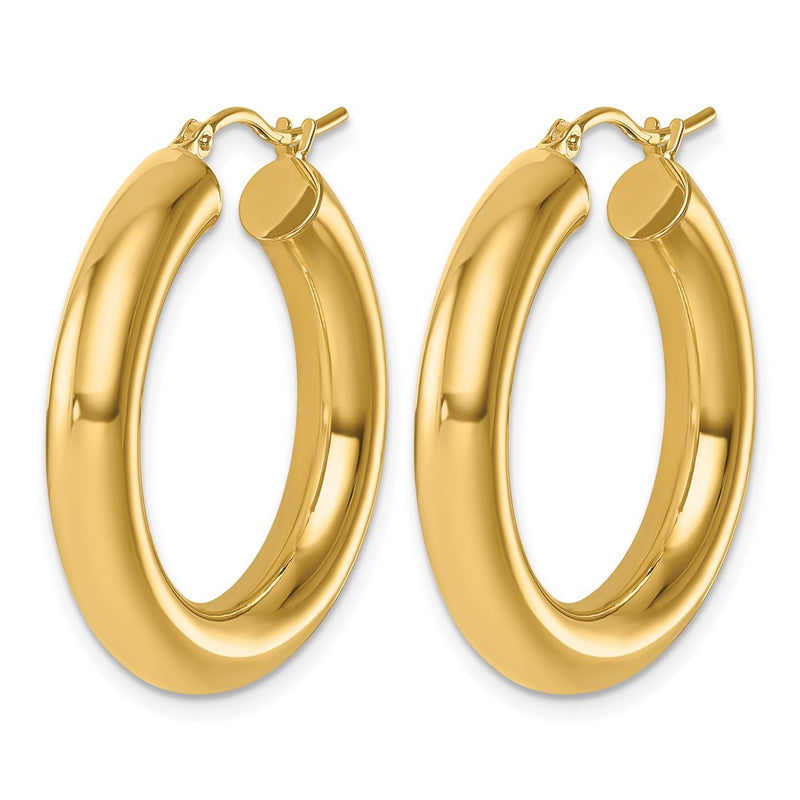 14K Yellow Gold Polished 5mm Hoop Earrings