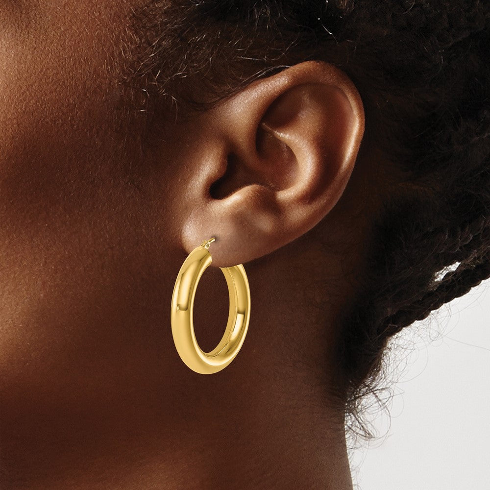 14K Yellow Gold Polished 5mm Hoop Earrings