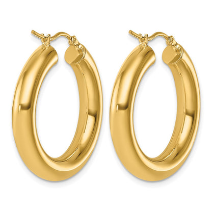 14K Yellow Gold Polished 5mm Hoop Earrings