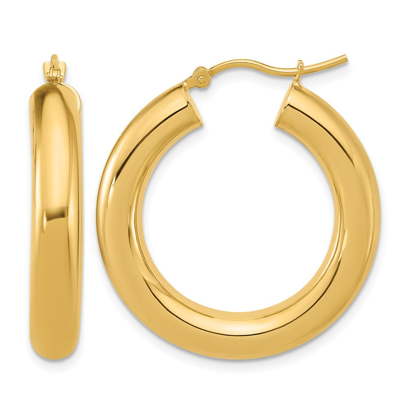 14K Yellow Gold Polished 5mm Hoop Earrings