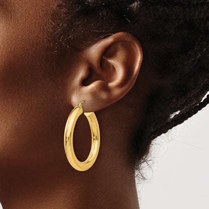 14K Yellow Gold Polished 5mm Hoop Earrings