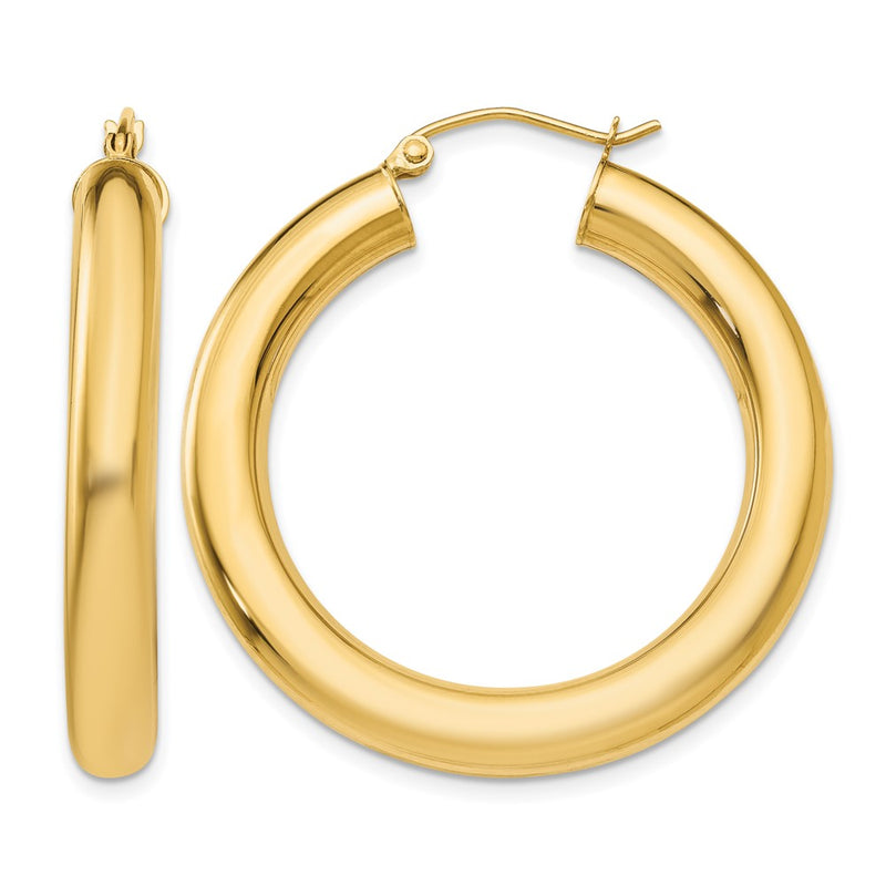 14K Yellow Gold Polished 5mm Hoop Earrings