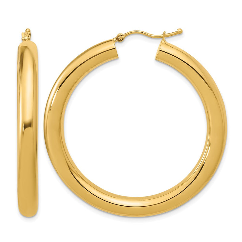 14K Yellow Gold Polished 5mm Hoop Earrings