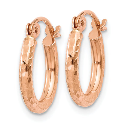 14K Rose Gold Lightweight Diamond Cut Hoop Earrings