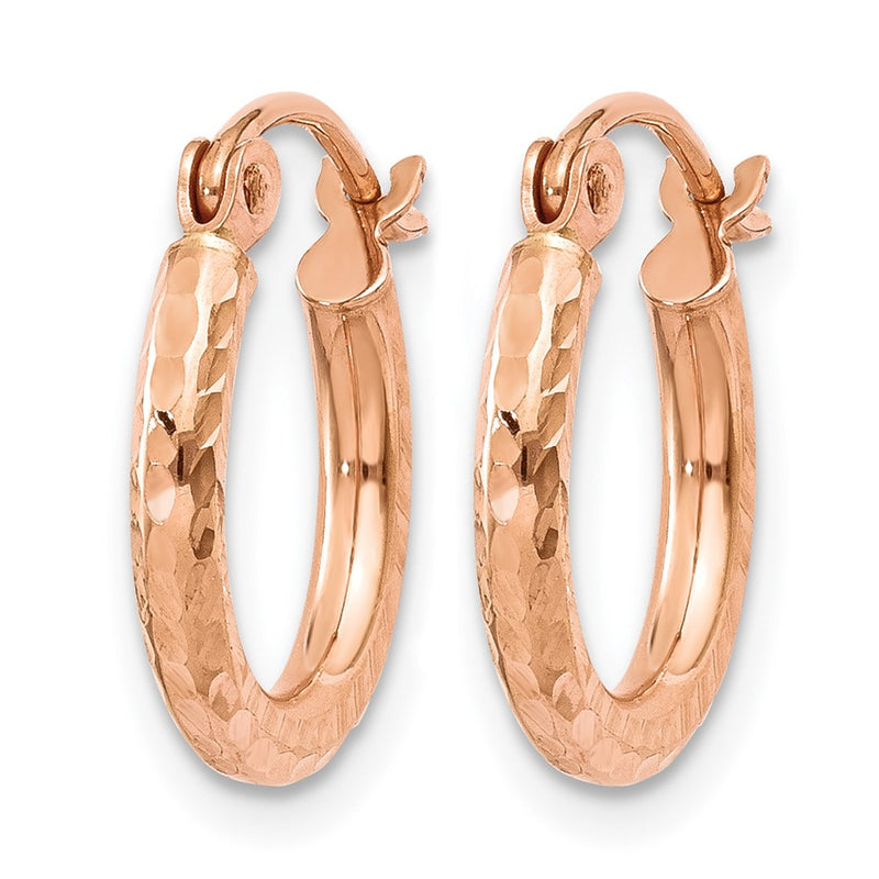 14K Rose Gold Lightweight Diamond Cut Hoop Earrings