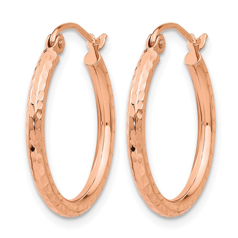 14K Rose Gold Diamond Cut Polished Hoop Earrings