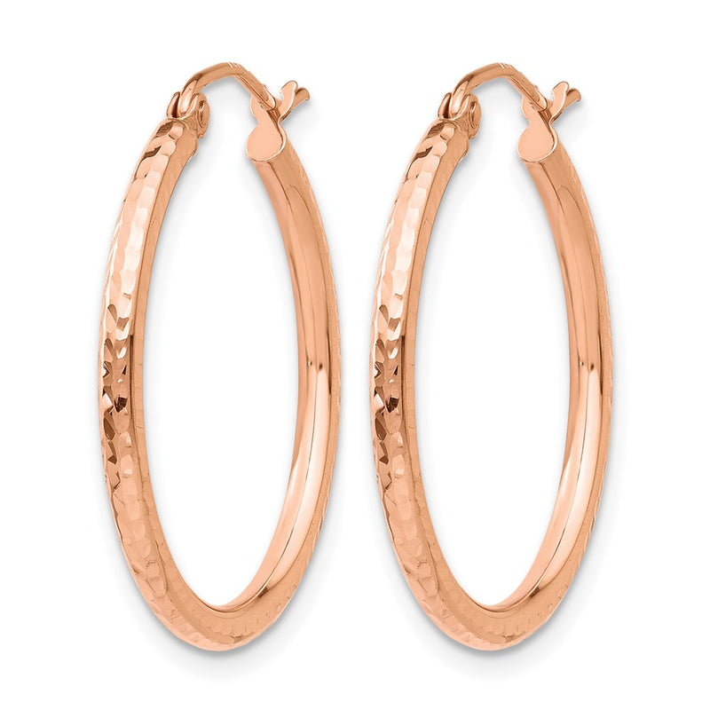 14K Rose Gold Diamond Cut Polished Hoop Earrings