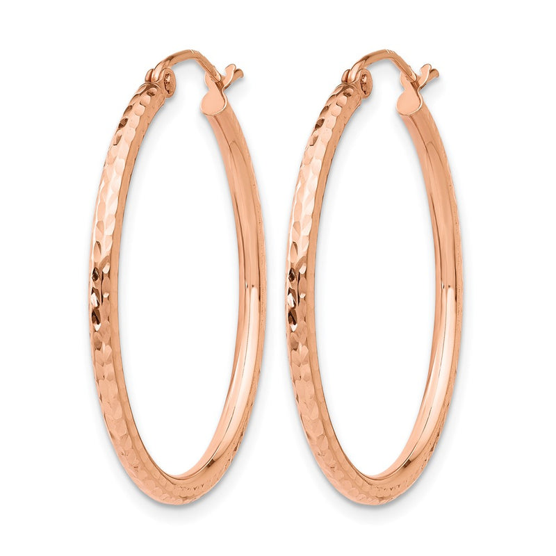 14K Rose Gold Diamond Cut Polished Hoop Earrings