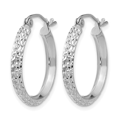 14K White Gold Knife Edge D/C 2.5X20mm Hoop Earrings