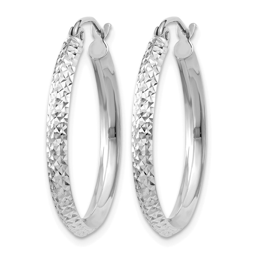 14K White Gold Knife Edge D/C 2.5X25mm Hoop Earrings