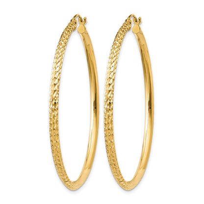 14K Yellow Gold Knife Edge D/C Hollow Hoop Earrings