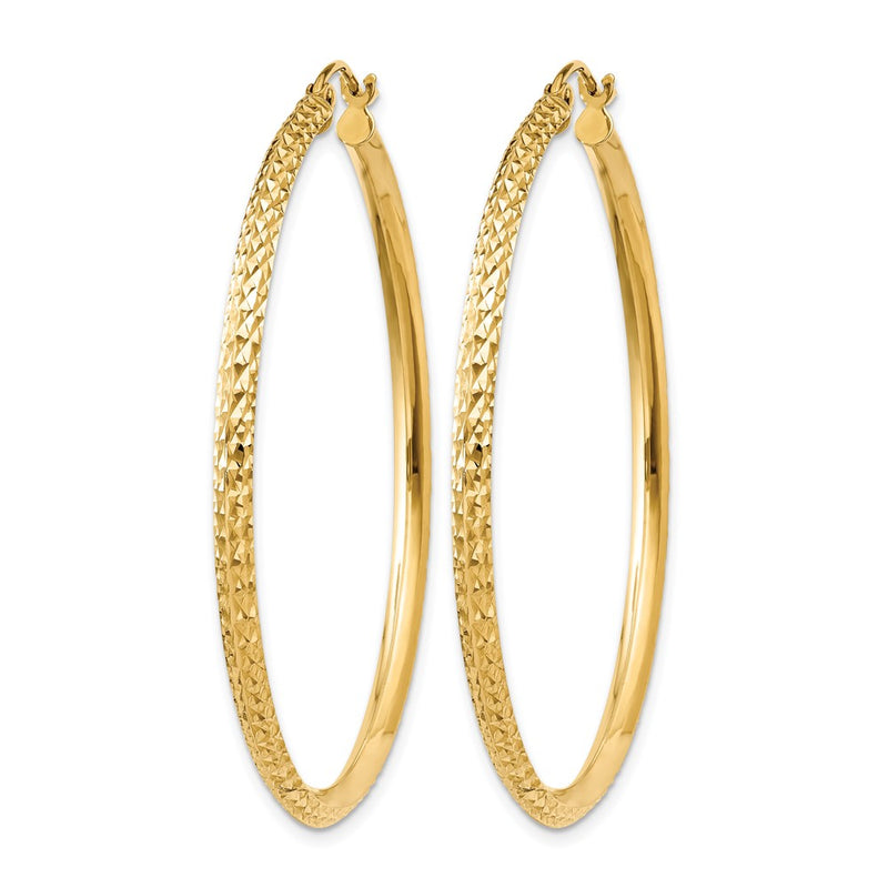 14K Yellow Gold Knife Edge D/C Hollow Hoop Earrings