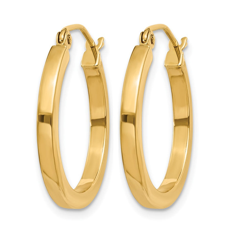14K Yellow Gold 2mm Square Tube Hoop Earrings