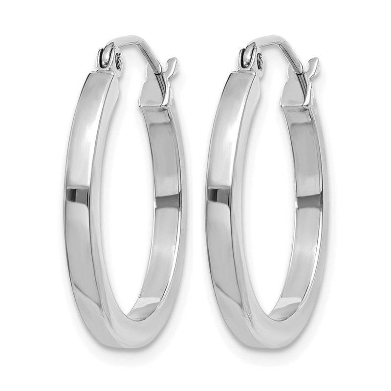 14K White Gold 2mm Square Tube Hoop Earrings