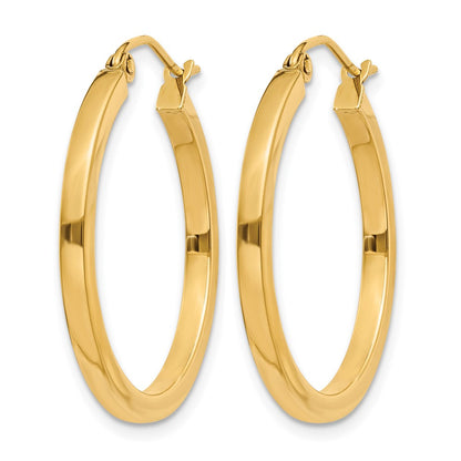 14K Yellow Gold 2mm Square Tube Hoop Earrings