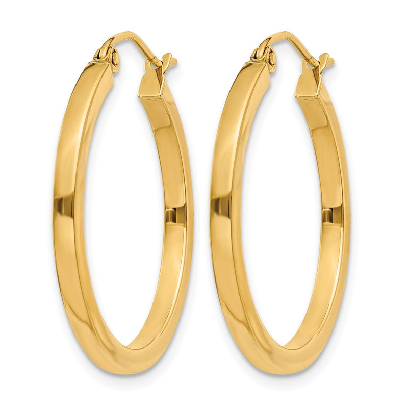 14K Yellow Gold 2mm Square Tube Hoop Earrings