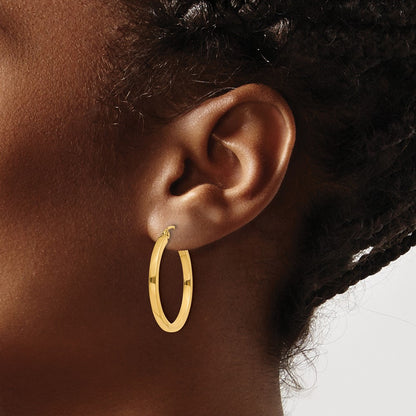 14K Yellow Gold 2mm Square Tube Hoop Earrings