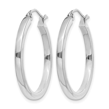 14K White Gold 2mm Square Tube Hoop Earrings