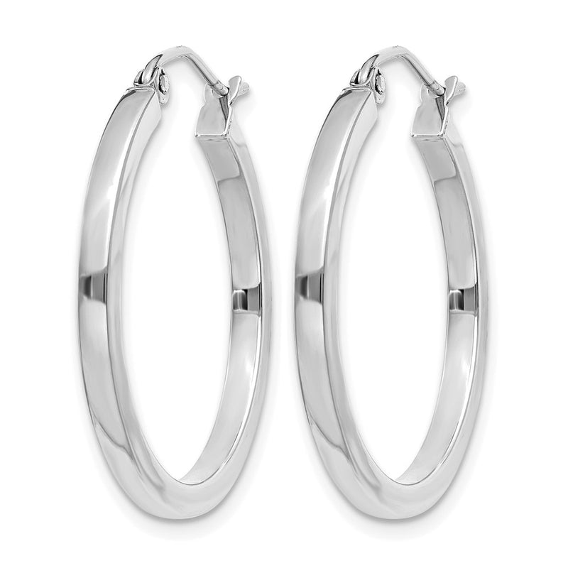 14K White Gold 2mm Square Tube Hoop Earrings
