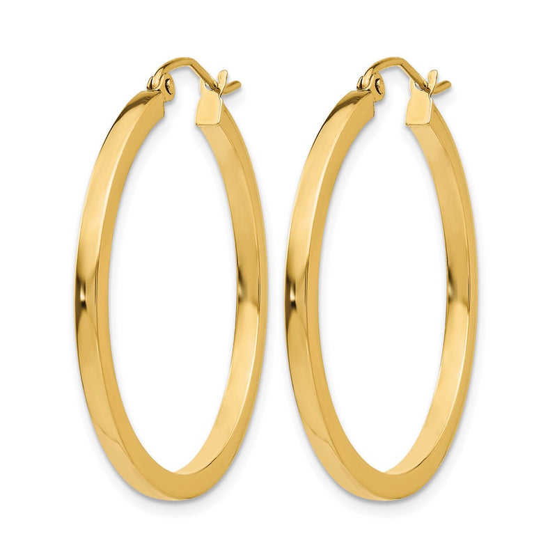 14K Yellow Gold 2mm Square Tube Hoop Earrings