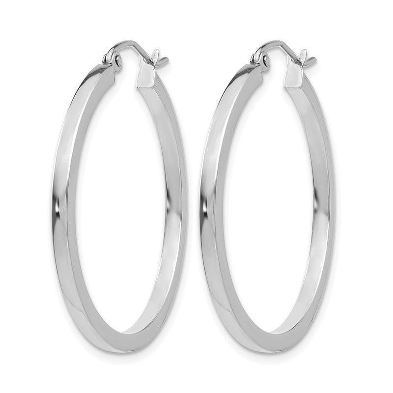 14K White Gold 2mm Square Tube Hoop Earrings