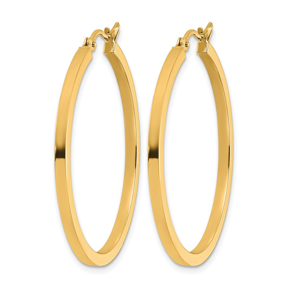 14K Yellow Gold 2mm Square Tube Hoop Earrings