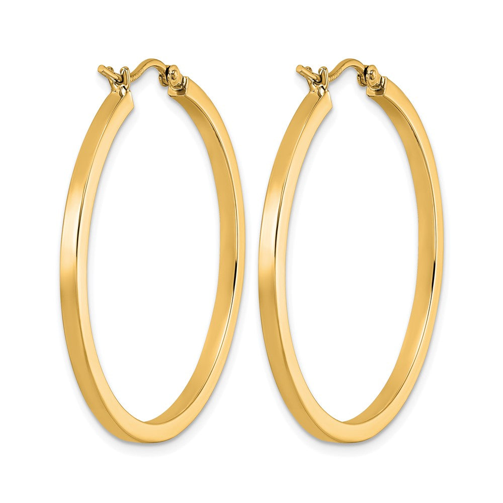 14K Yellow Gold 2mm Square Tube Hoop Earrings