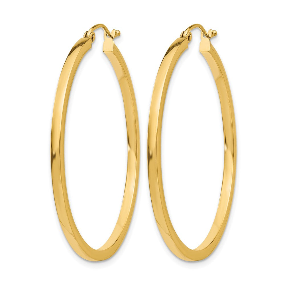14K Yellow Gold 2mm Square Tube Hoop Earrings