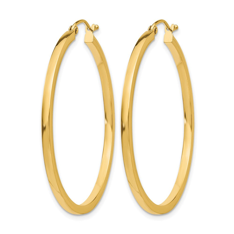 14K Yellow Gold 2mm Square Tube Hoop Earrings