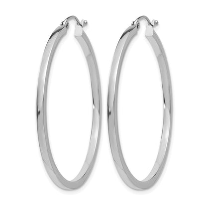 14K White Gold 2mm Square Tube Hoop Earrings