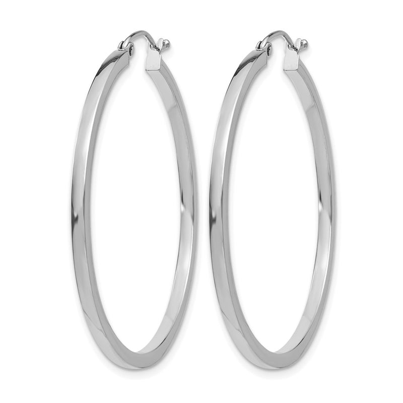 14K White Gold 2mm Square Tube Hoop Earrings