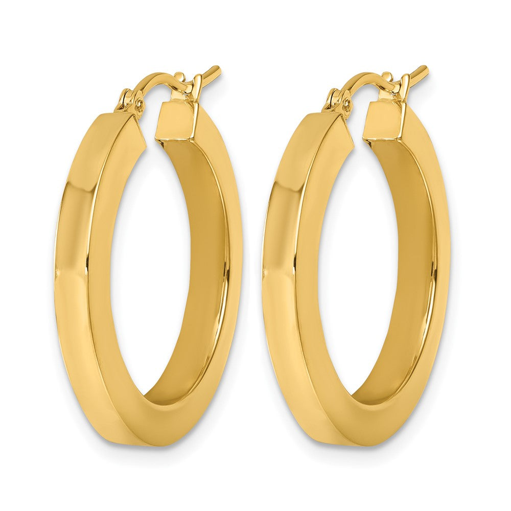 14K Yellow Gold 3mm Polished Square Hoop Earrings