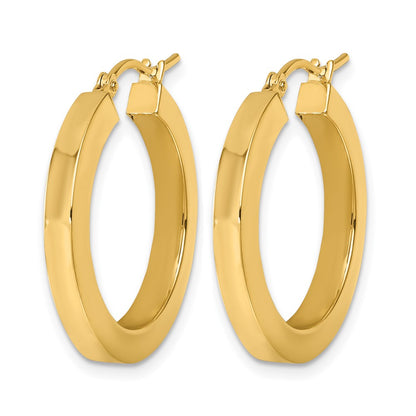 14K Yellow Gold 3mm Polished Square Hoop Earrings