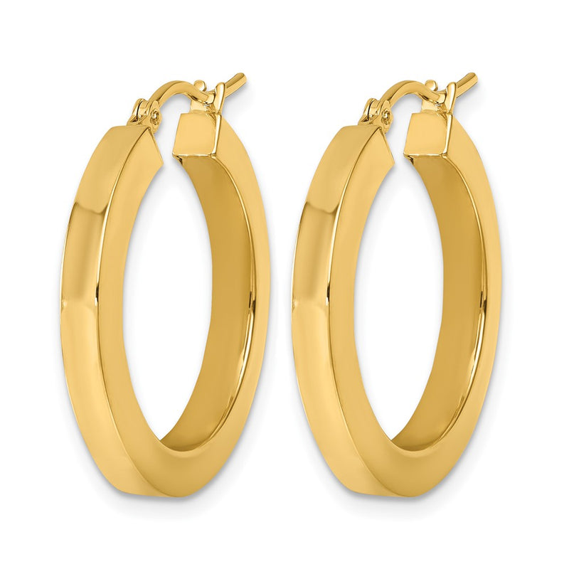 14K Yellow Gold 3mm Polished Square Hoop Earrings
