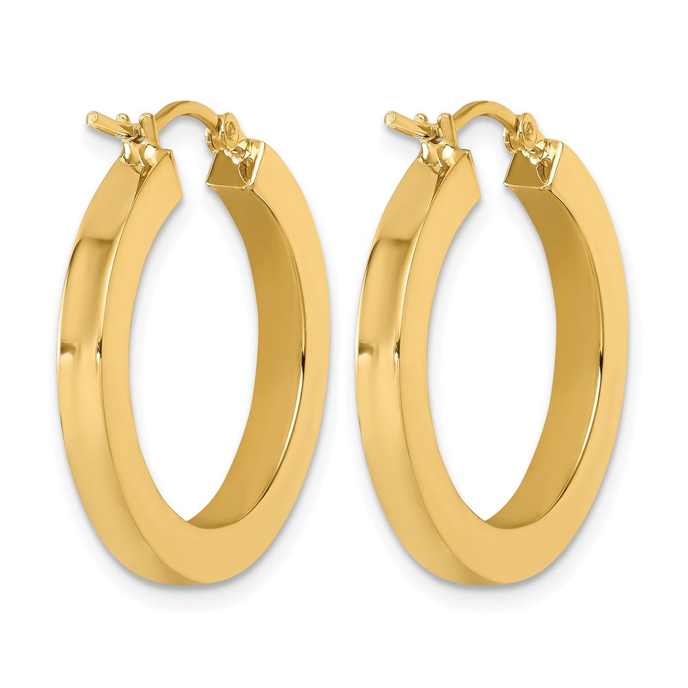 14K Yellow Gold 3mm Polished Square Hoop Earrings