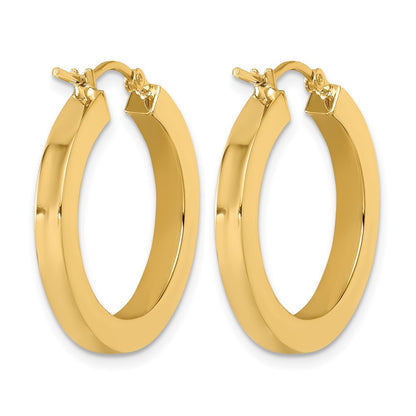 14K Yellow Gold 3mm Polished Square Hoop Earrings