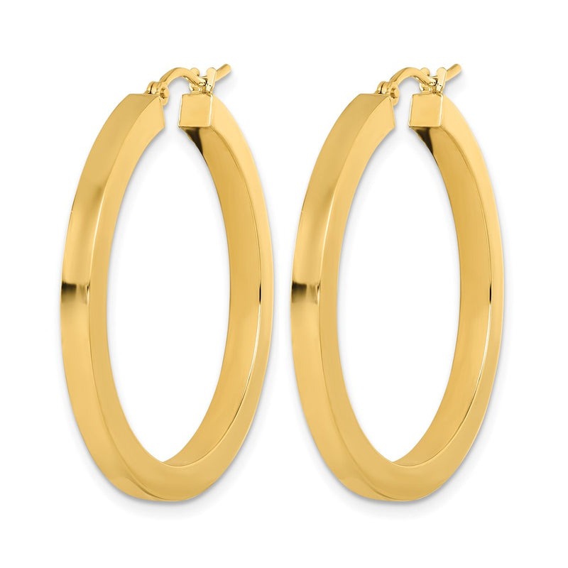 14K Yellow Gold 3mm Polished Square Hoop Earrings