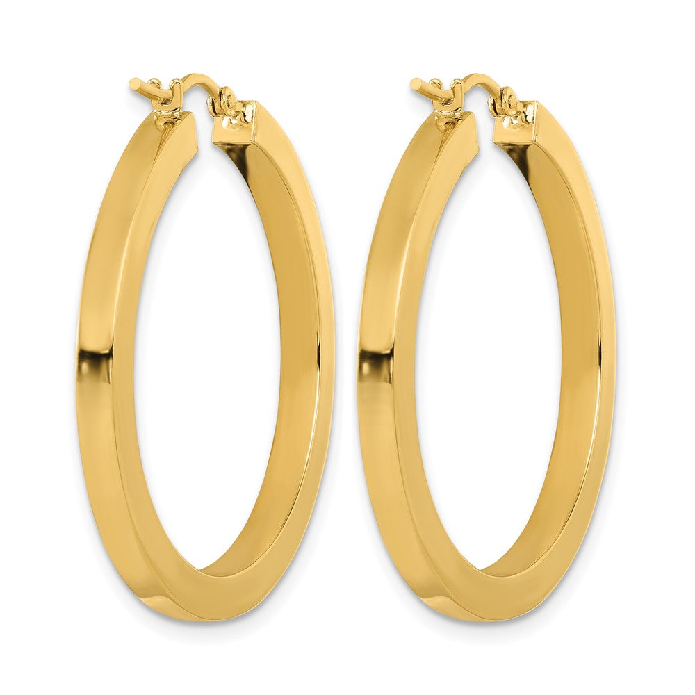 14K Yellow Gold 3mm Polished Square Hoop Earrings