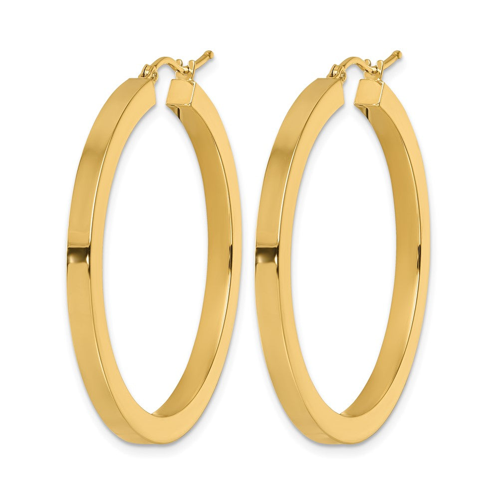14K Yellow Gold 3mm Polished Square Hoop Earrings