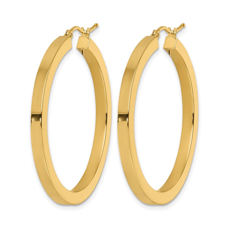 14K Yellow Gold 3mm Polished Square Hoop Earrings