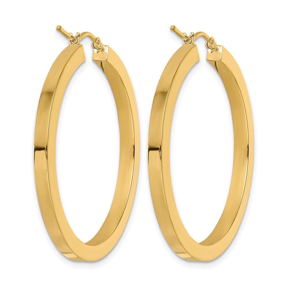 14K Yellow Gold 3mm Polished Square Hoop Earrings