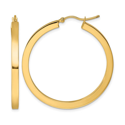 14K Yellow Gold 3mm Polished Square Hoop Earrings