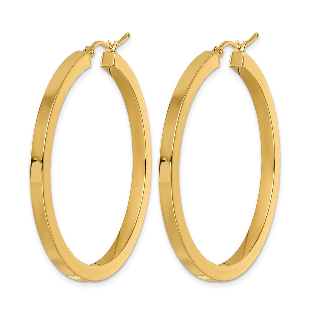 14K Yellow Gold 3mm Polished Square Hoop Earrings