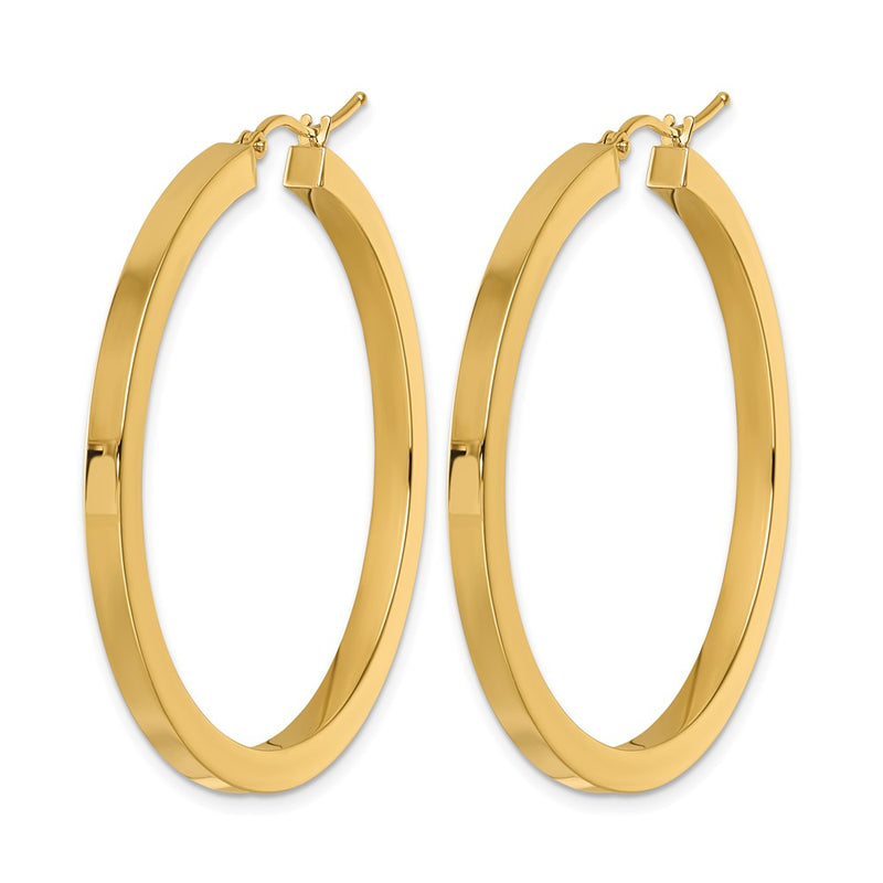 14K Yellow Gold 3mm Polished Square Hoop Earrings
