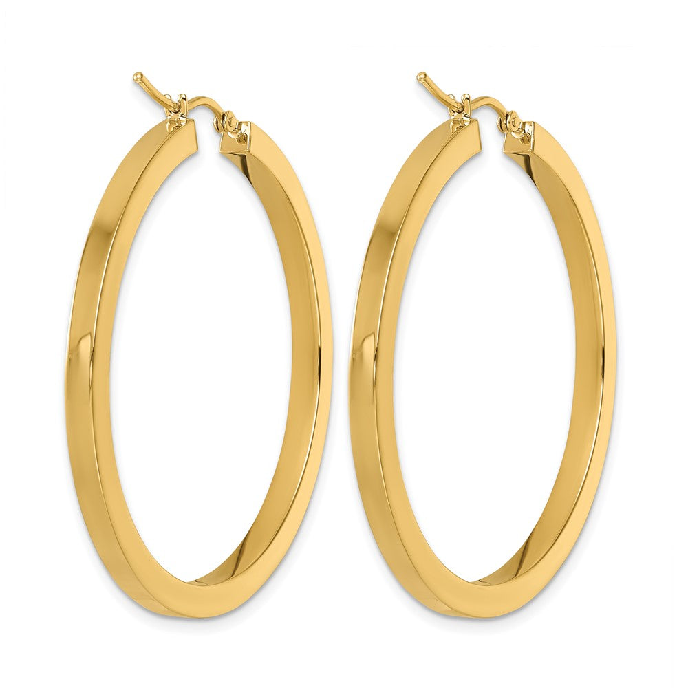 14K Yellow Gold 3mm Polished Square Hoop Earrings
