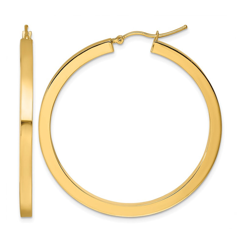 14K Yellow Gold 3mm Polished Square Hoop Earrings