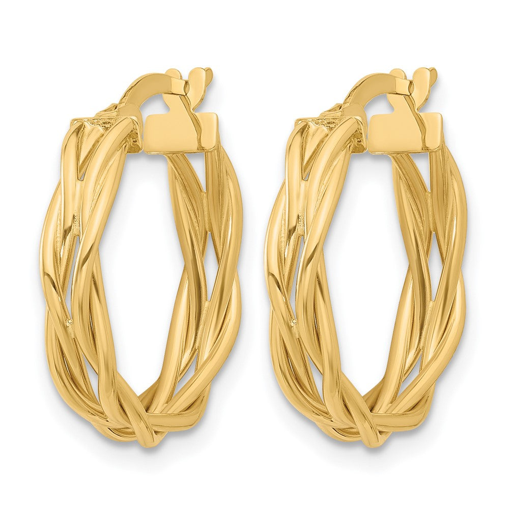 14K Yellow Gold Polished Braided Hoop Earrings