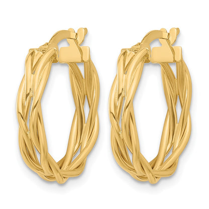 14K Yellow Gold Polished Braided Hoop Earrings